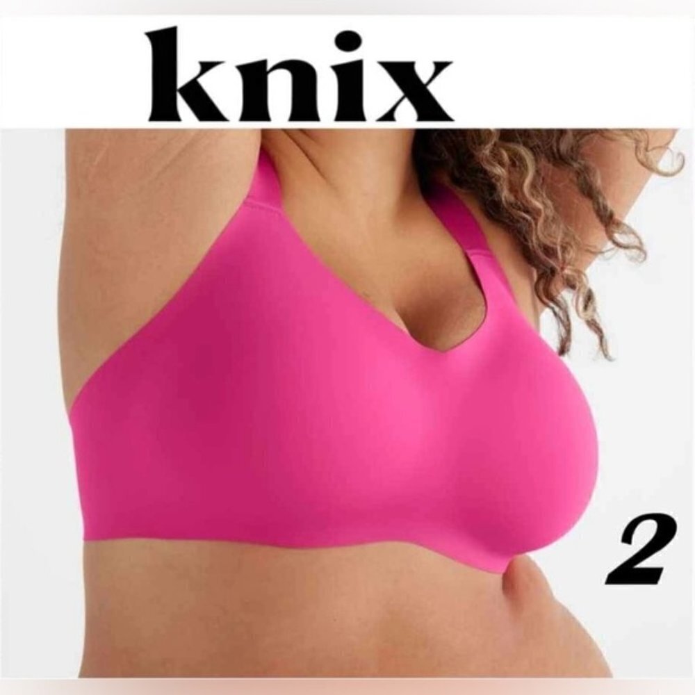 Knix - Padded V-Neck Wide Strap Bra - Shocking Pink. Size: 2. NIB